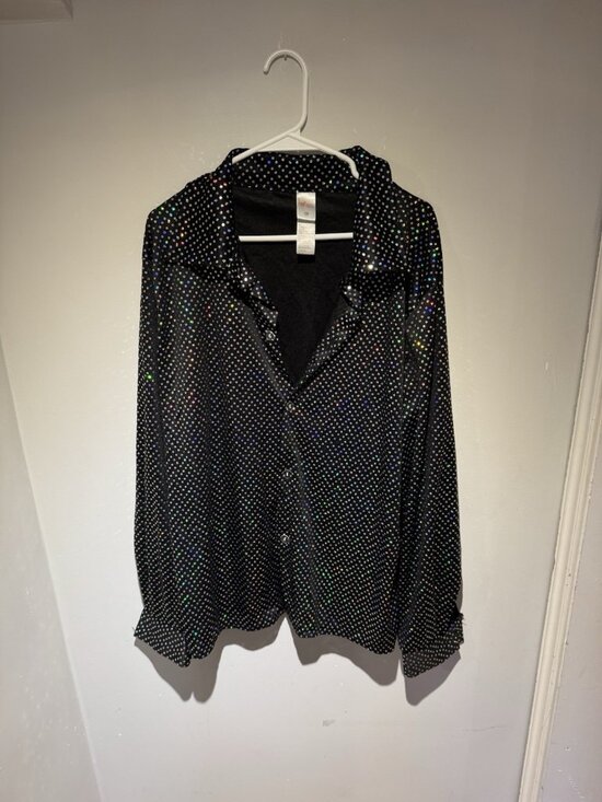 Morph Costumes Other - Silver & Black Disco Shirt Sequin 70s Retro Mens top Halloween Costume XL